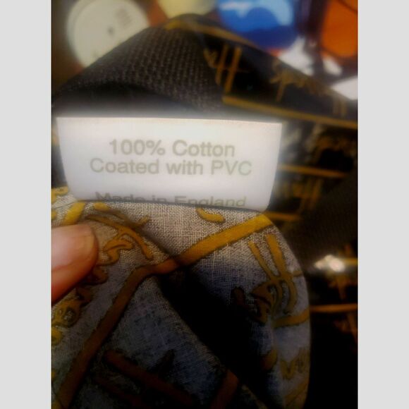 RARE BY SHREDS HARRODS Logo Blue and Gold Cotton PVC Tote Bag - Picture 5 of 6